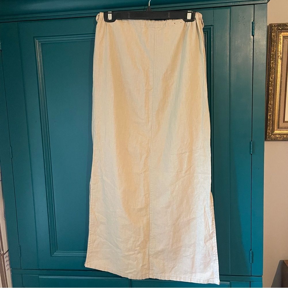 Y2K Linen Blend Cargo Long Skirt w slits - draw string waist sz XS - Picture 4 of 5